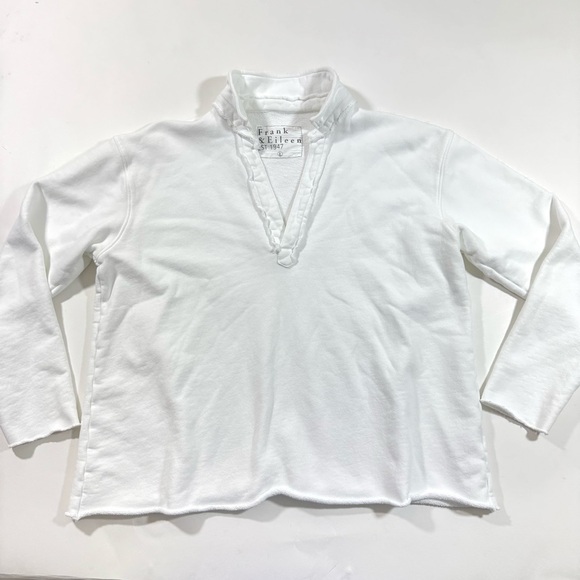 Frank Eileen Patrick Popover Henley Sweatshirt White - Picture 2 of 7